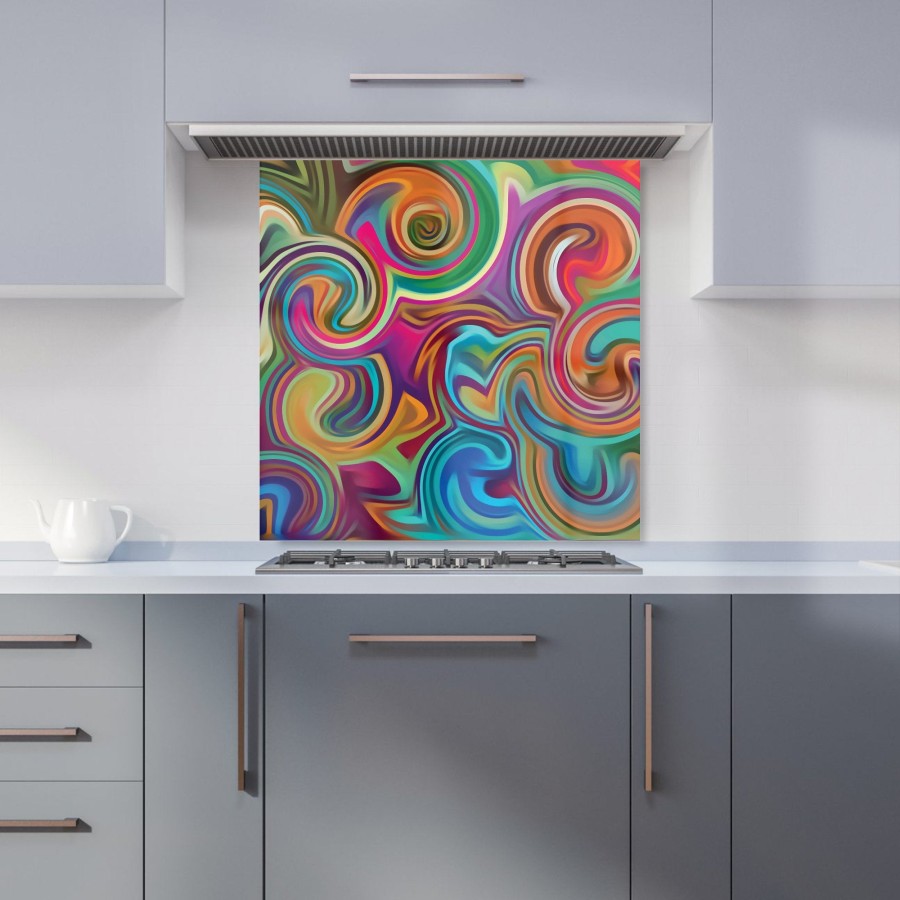 Click to view product details and reviews for Colourful Wave Pattern Kitchen Splashback W600mm X H600mm.
