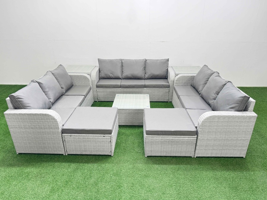 Click to view product details and reviews for Fimous Pe Rattan Lounge Sofa Set 11 Seater Outdoor Garden Furniture Set With Square Coffee Table 3 Seater Sofa 2 Big Footstools 2 Side Table Light Gre. Click to view product details and reviews for Fimous Pe Rattan Lounge Sofa Set 11 Seater Outdoor Garden Furniture Set With Square Coffee Table 3 Seater Sofa 2 Big Footstools 2 Side Table Light Gre.