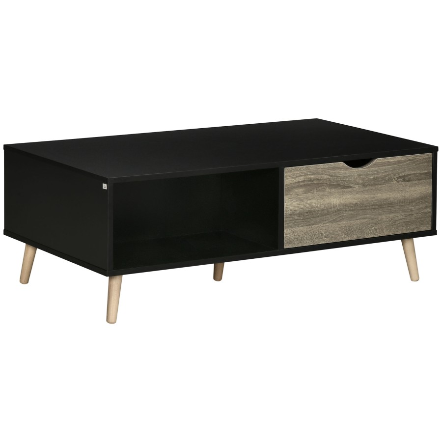 Click to view product details and reviews for Homcom Modern Coffee Tables For Living Room W Shelves Two Drawers Black.