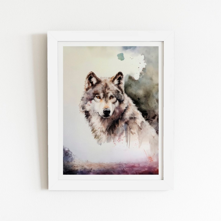 Loyal Wolf Watercolour Art Prints 16 X 24 Black Frame
