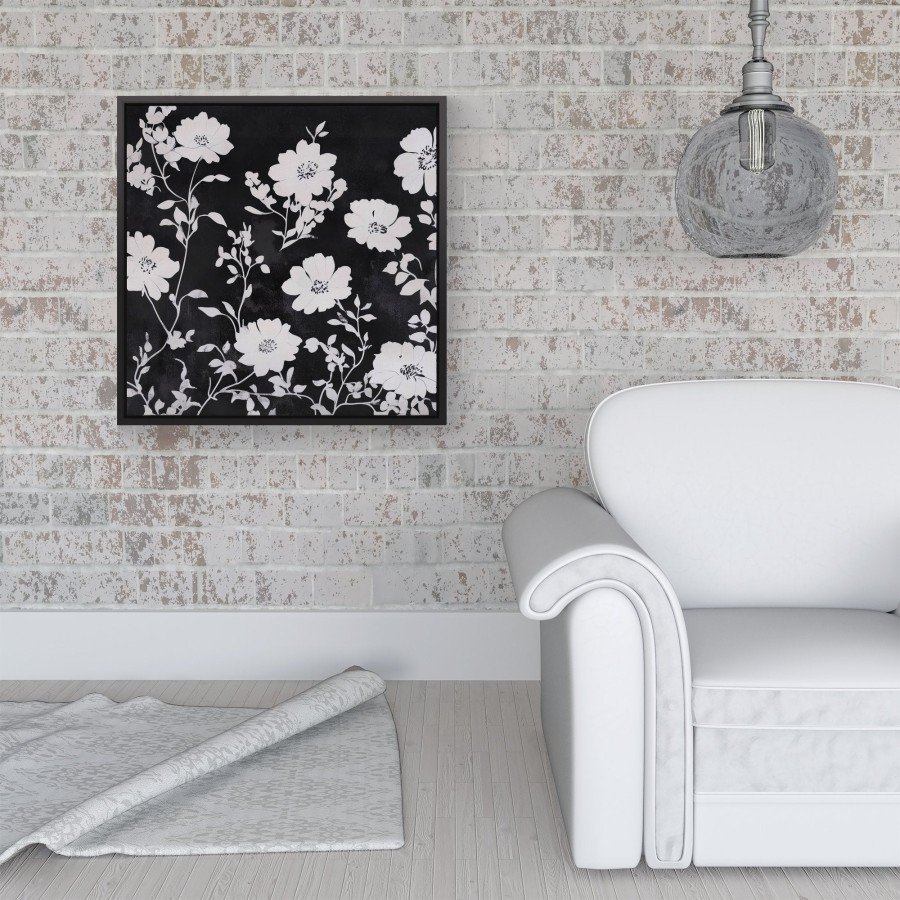 Click to view product details and reviews for Black And White Floral Silhouette Framed Canvas 16 X 16 Black.