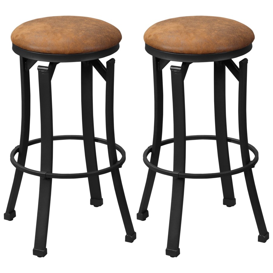 Click to view product details and reviews for Bar Stools Set Of 2 Microfiber Cloth Breakfast Bar Chairs With Footrest Vintage Kitchen Stools With Powder Coated Steel Legs Brown.