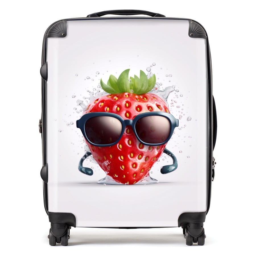 Click to view product details and reviews for Strawberry In Glasses Suitcase Large.