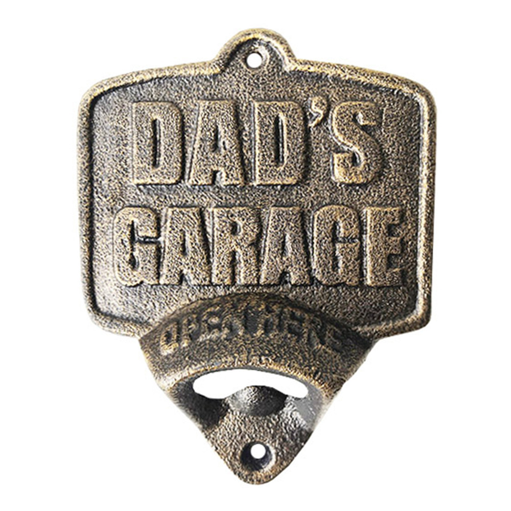 Beer Bottle Opener Wall Mounted Gift For Him Cast Iron Novelty - Dad's Garage