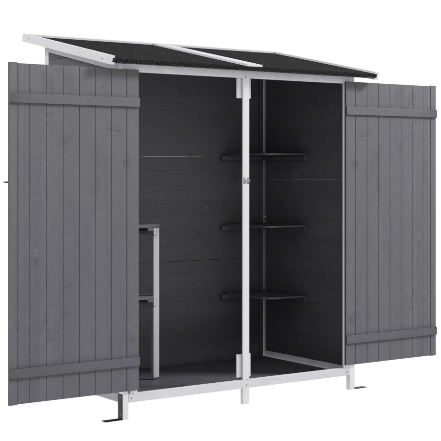 Click to view product details and reviews for Outsunny Garden Storage Shed Tool Organizer W Table 139x75x160cm Dark Grey.