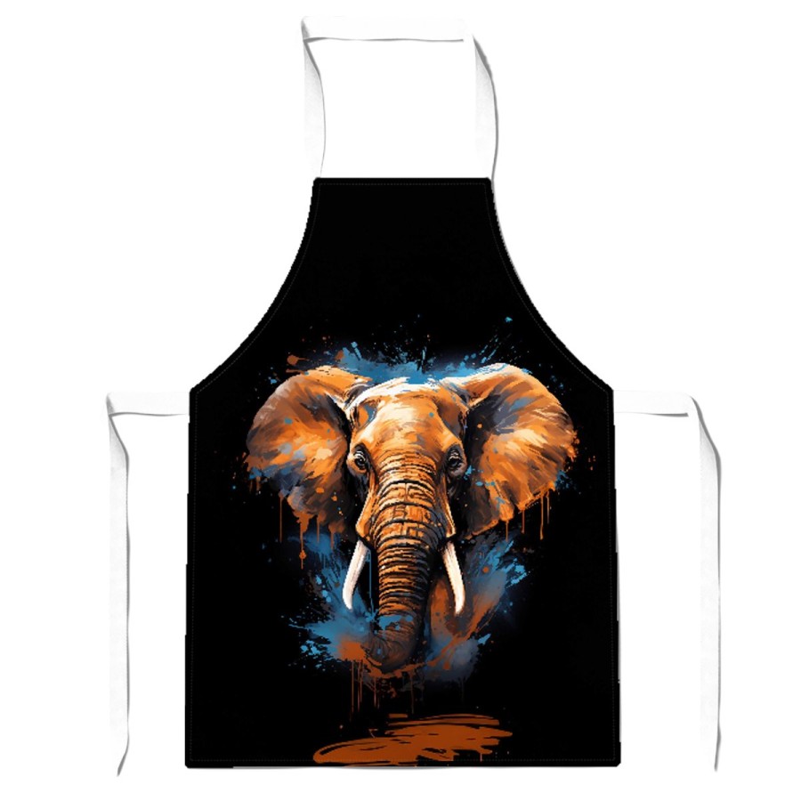 Splashart Elephant Blue Apron