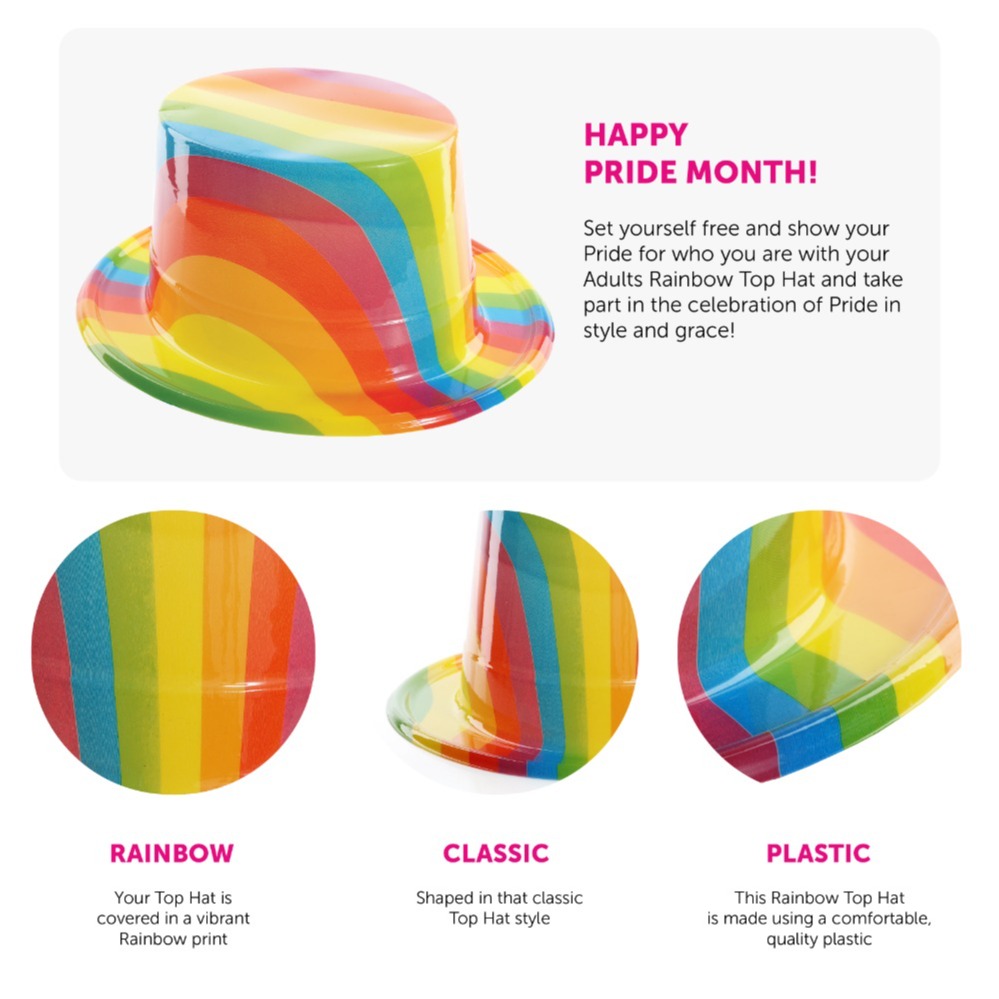 Adults Rainbow Top Hat – Pride Celebration Accessory for Parades & Summer Events