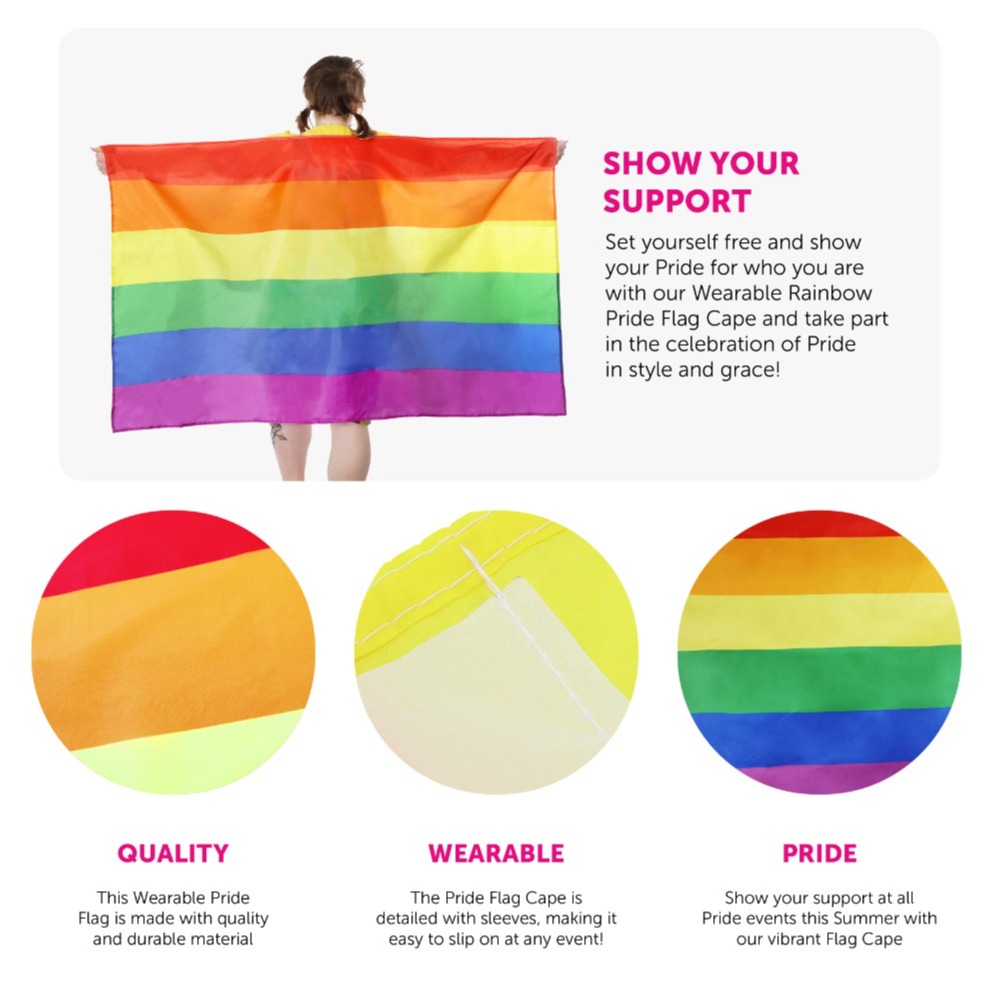 WHOLESALE Pack of 200 Rainbow Pride Cape Flags