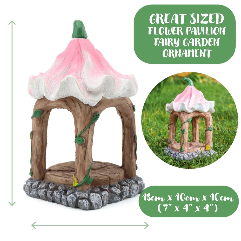 Flower Pavilion 18 x 10 x 10cm - Secret Fairy Garden Resin Decorations
