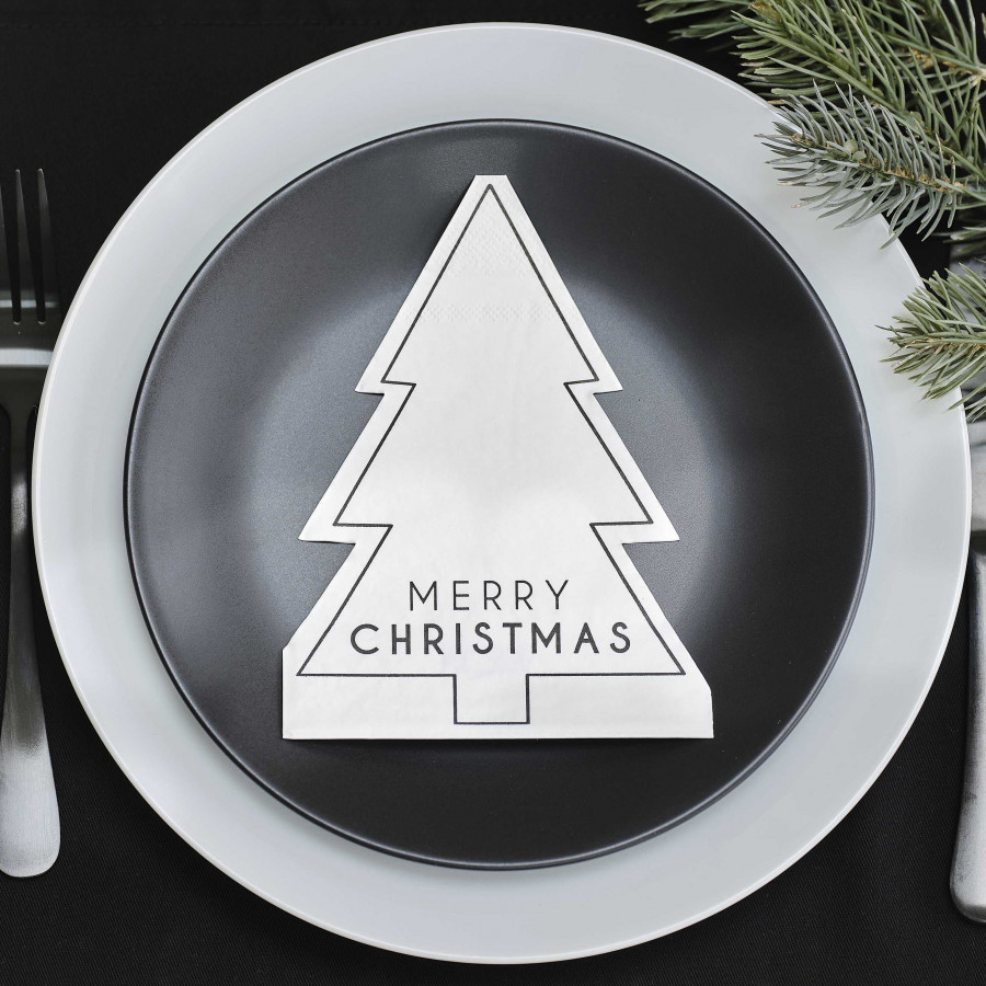 Click to view product details and reviews for Black And White Christmas Tree Napkins Pack Of 16.