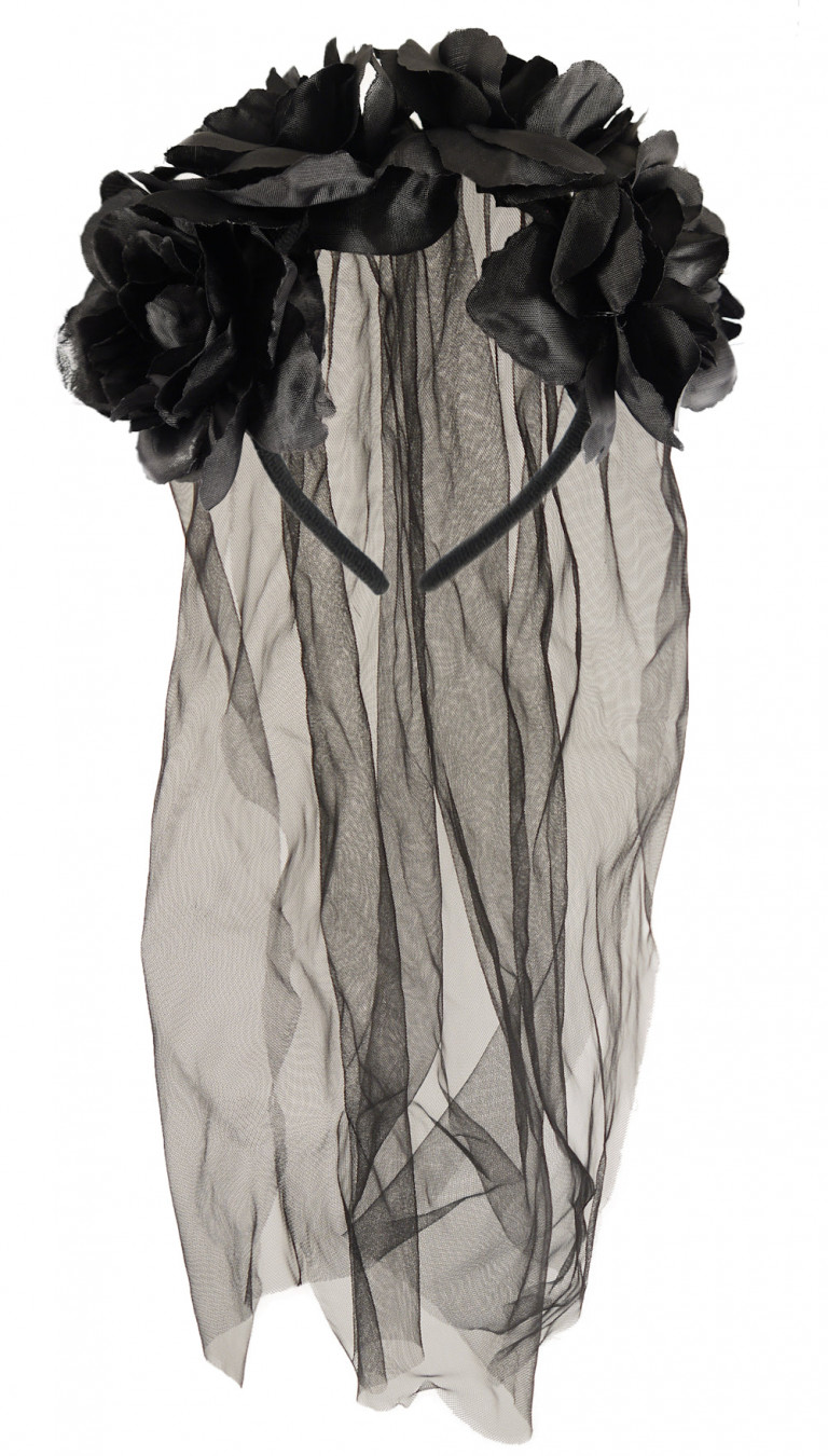 Click to view product details and reviews for Black Flower Headband With Veil.