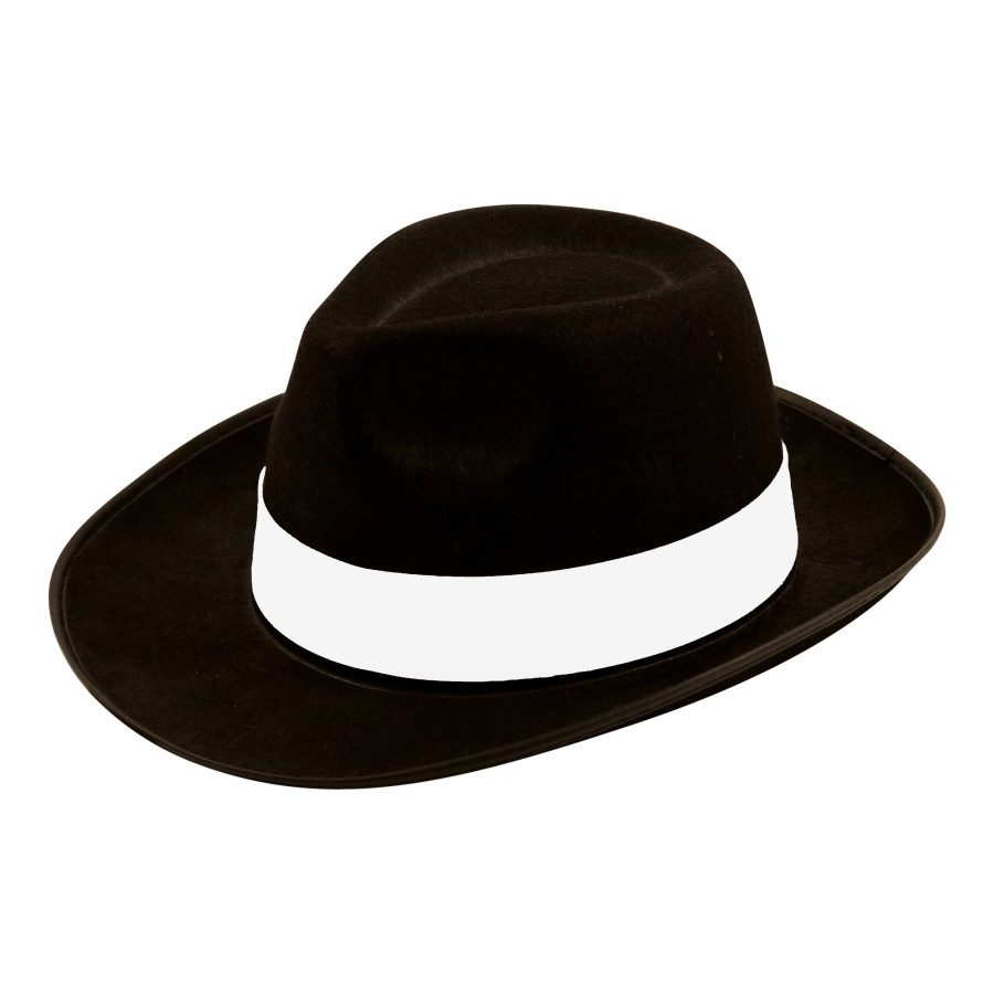 Deluxe White Gangster Hat With Black Band, 1920's Fancy Dress Costume Accessory