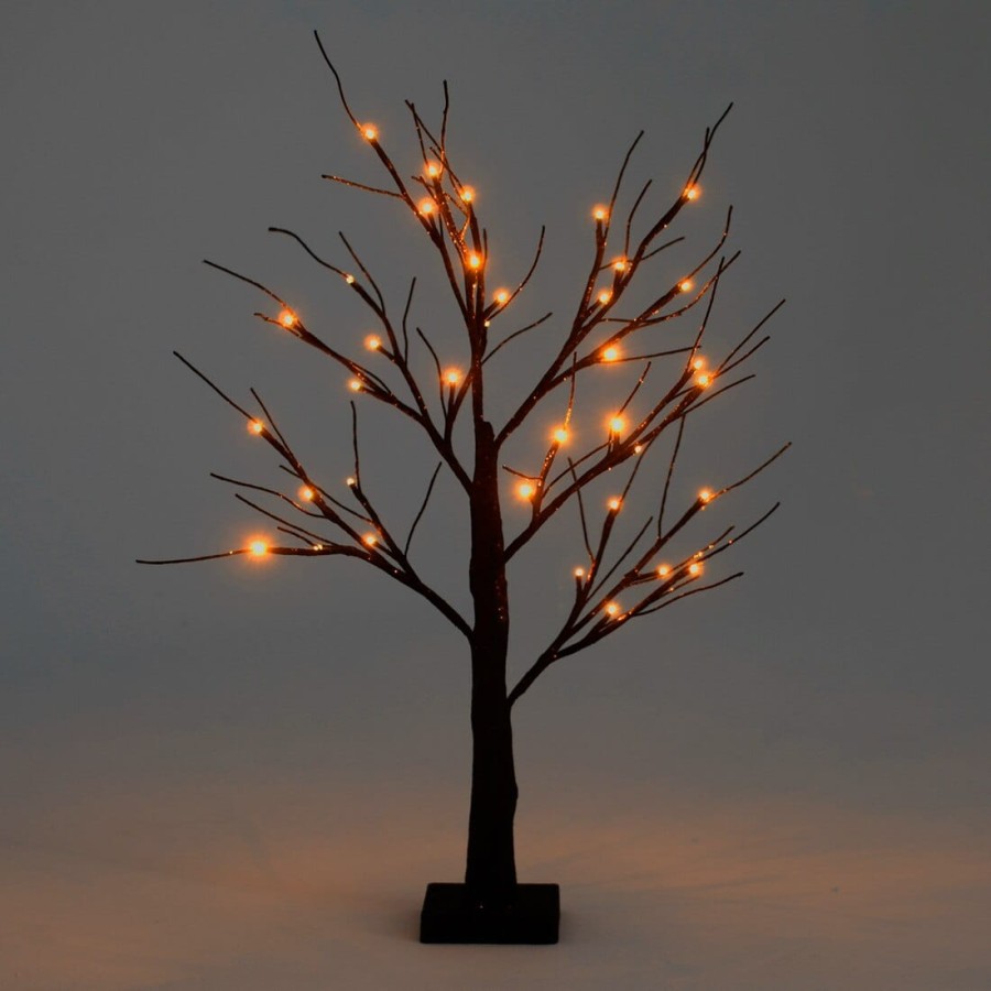 Black Glitter Mini Halloween Twig Tree LED Lights 60cm