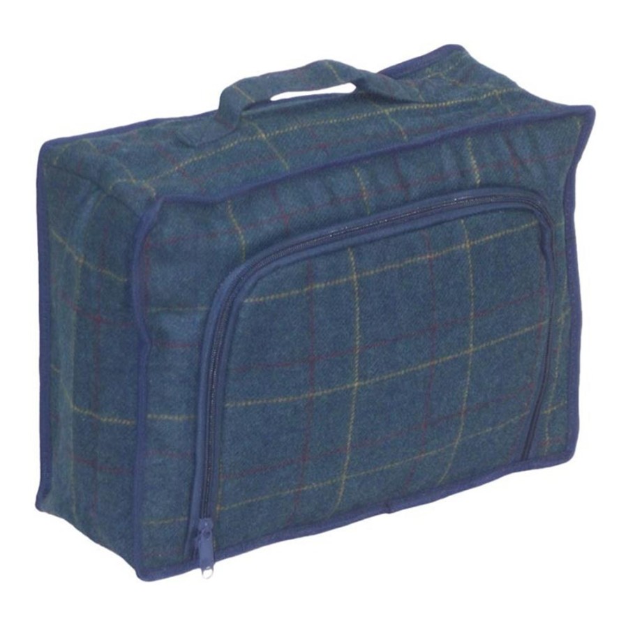 Red Hamper Blue Tweed Cooler Picnic Bag
