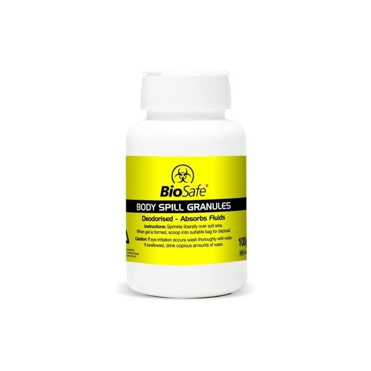 Body Spill Granules Medical Emergency BioSafe Liquid Absorbent - 100g Bottle