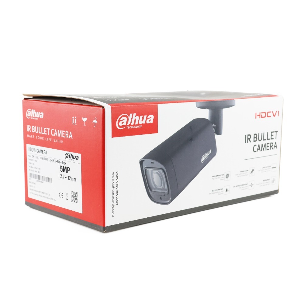 Dahua HAC-HFW1500RP-Z-IRE6-POC-BLK 5MP Motorized Varifocal HDCVI IR Bullet Camera with PoC