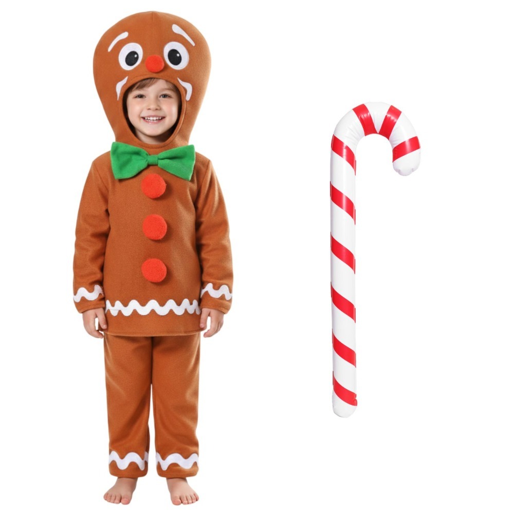 Click to view product details and reviews for Boys Gingerbread Man Costume 3 Pcs Top Trousers Inflatable Candy Cane Large.