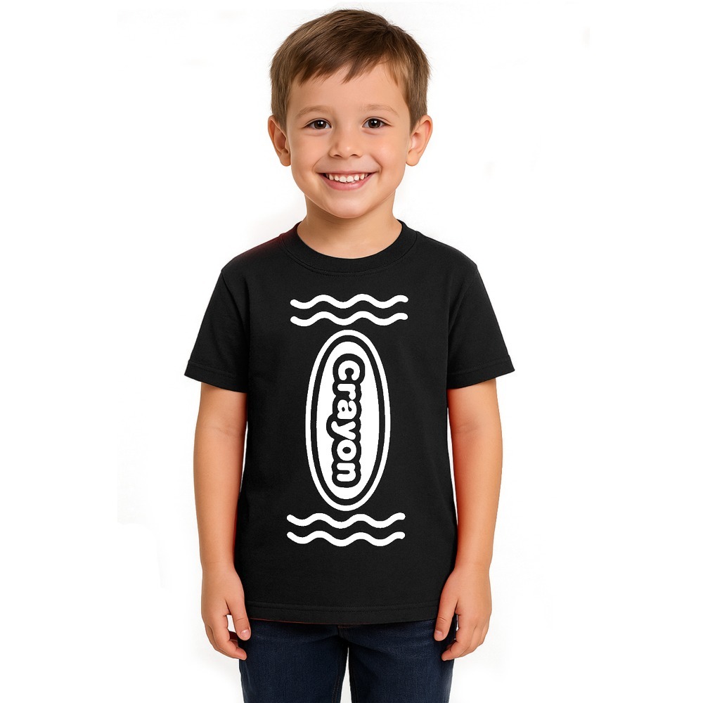 Click to view product details and reviews for Boys Black Crayon T Shirt â Fun Kids Costume Top For Parties Dress Up School Events Large.