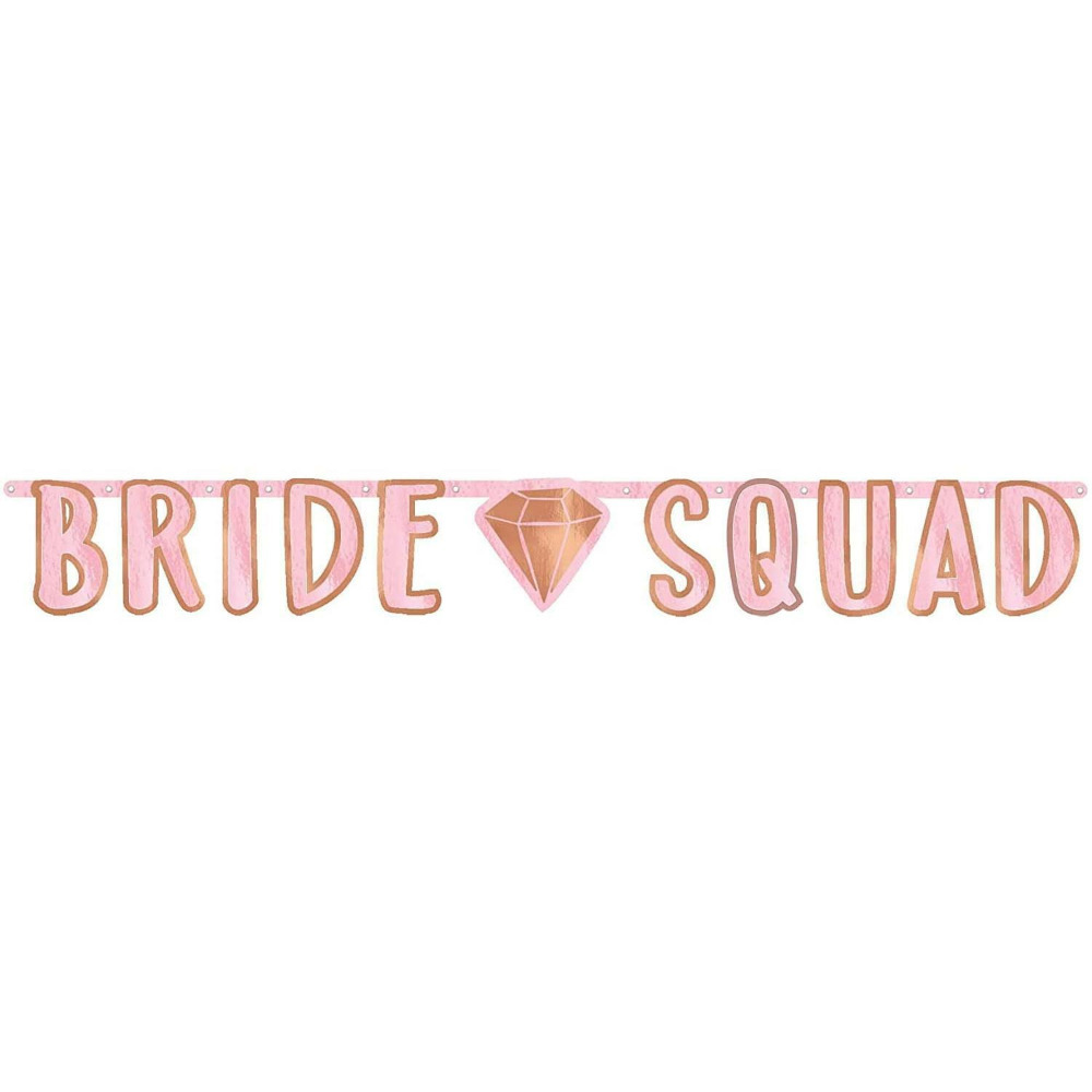 Bride Squad Pink & Rose Gold Hen Party Backdrop Bunting Decoration Banners x 1