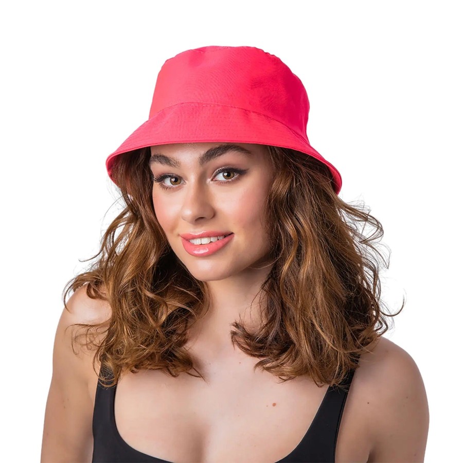 Click to view product details and reviews for Bucket Hat 1980s Neon Colours Hen Stag Adults Fancy Dress Pink.