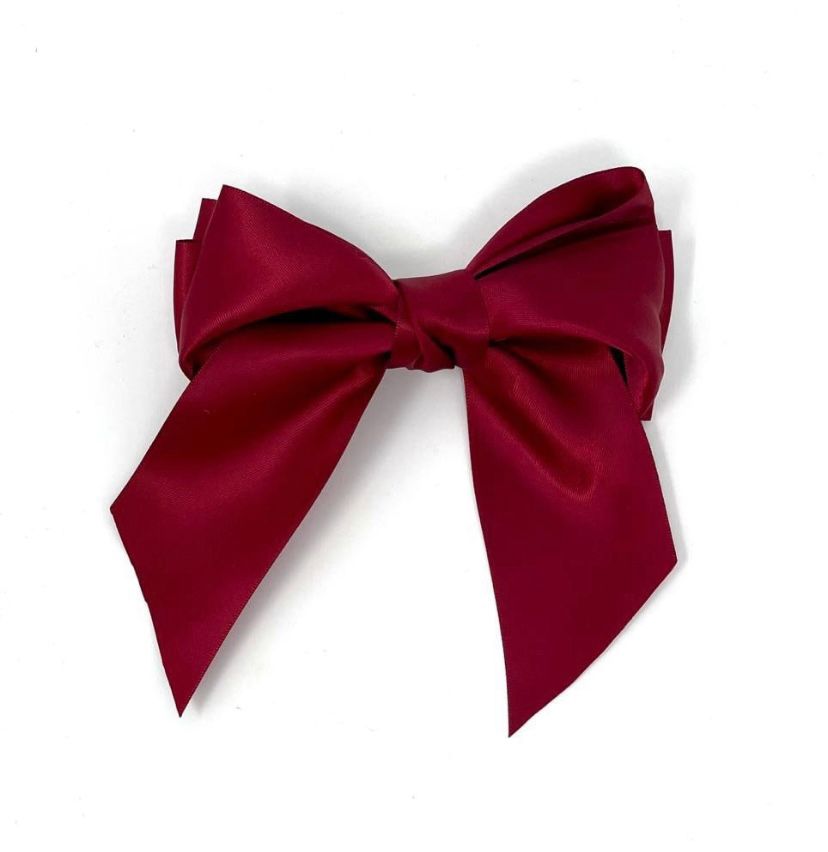 Click to view product details and reviews for Burgundy Satin Bow Hair Clip.