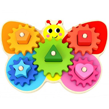 Butterfly Wooden Gear Game Stacking Toy For Toddlers