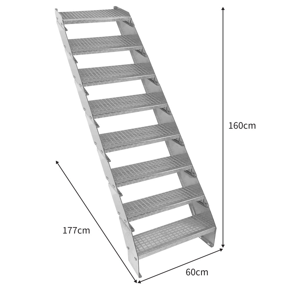 Galvanised Adjustable Steps - 8 Steps 600mm