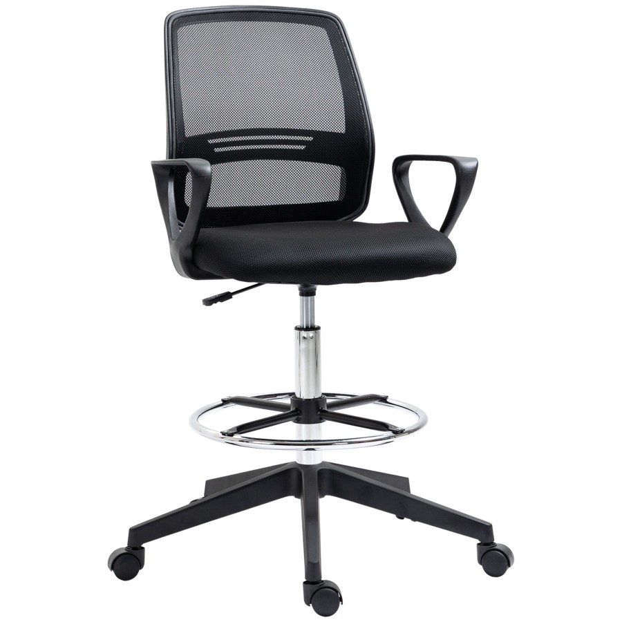 Ergonomic Mesh Back Drafting Chair Tall Office Chair With Adjustable Height And Footrest 360Â° Swivel