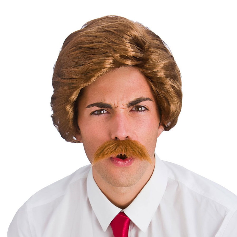 Click to view product details and reviews for Mens 80s News Guy Fancy Dress Wig Retro Brown.