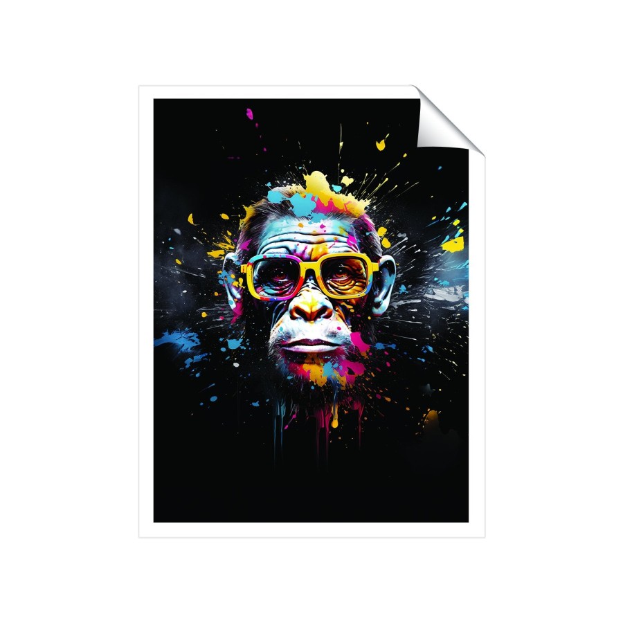 Click to view product details and reviews for Coloured Splashart Monkey Face Art Prints 8 X 10 No Frame.