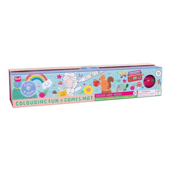 Floss & Rock Colouring Fun & Games Activity Mat - Rainbow Fairy