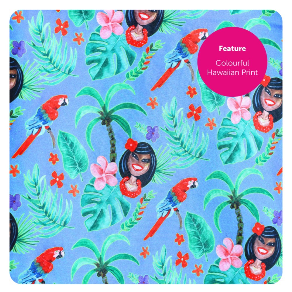 Adults Hawaiian Costume | 3 Pcs | Unisex Blue Hawaiian Print Shirt, Sailor Hat & Sunglasses