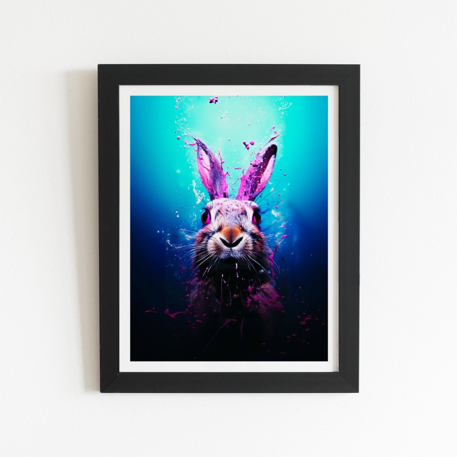Click to view product details and reviews for Rabbit Face Splashart Art Prints 8 X 10 Black Frame.