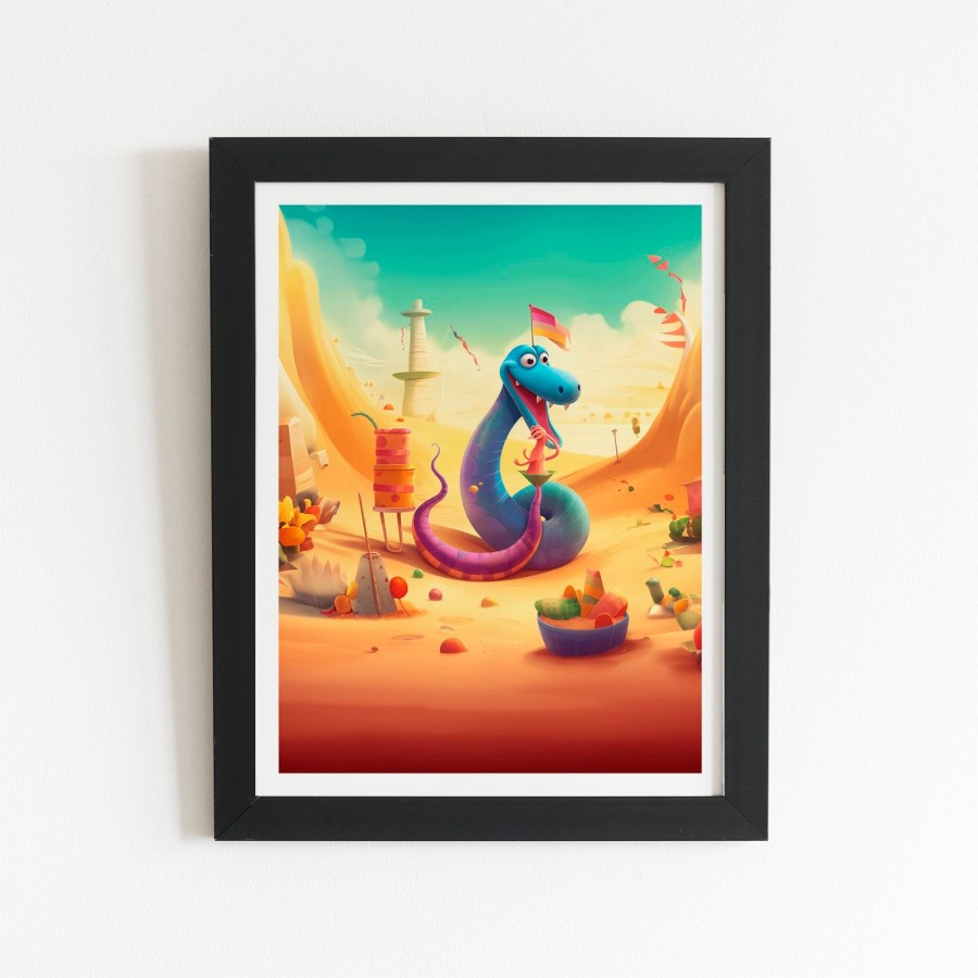 Click to view product details and reviews for Snake On A Beach Holiday Art Prints 8 X 10 Black Frame.