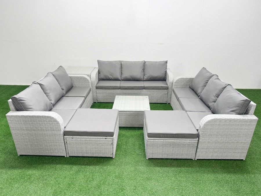Click to view product details and reviews for Fimous Pe Rattan Lounge Sofa Set 11 Seater Outdoor Garden Furniture Set With Square Coffee Table 3 Seater Sofa 2 Big Footstools Side Table Light Grey. Click to view product details and reviews for Fimous Pe Rattan Lounge Sofa Set 11 Seater Outdoor Garden Furniture Set With Square Coffee Table 3 Seater Sofa 2 Big Footstools Side Table Light Grey.