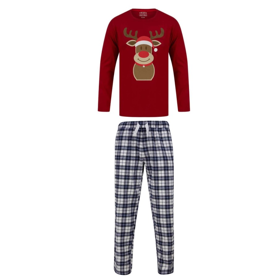 Click to view product details and reviews for Kids Christmas Pyjama Set Rudolph Print Top Red Navy Red Navy 11 12.