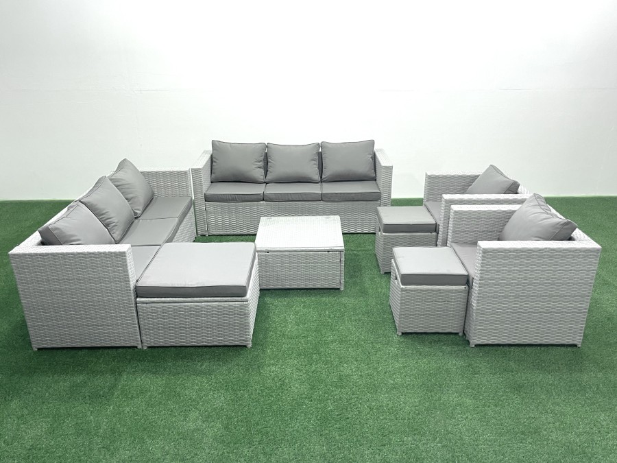 Click to view product details and reviews for Fimous Outdoor Rattan Sofa Garden Furniture Set With 2 Armchairs Square Coffee Table 3 Footstools Light Grey Mixed. Click to view product details and reviews for Fimous Outdoor Rattan Sofa Garden Furniture Set With 2 Armchairs Square Coffee Table 3 Footstools Light Grey Mixed.