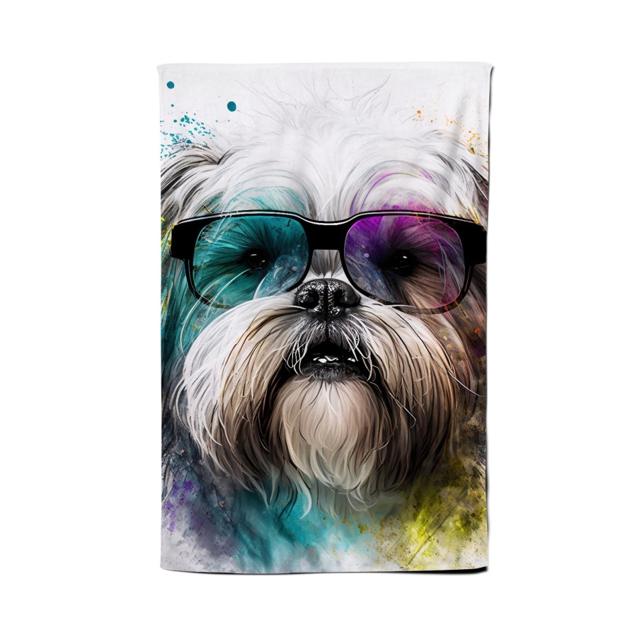 Click to view product details and reviews for Lhasa Apso Face Glasses Splashart Tea Towel.