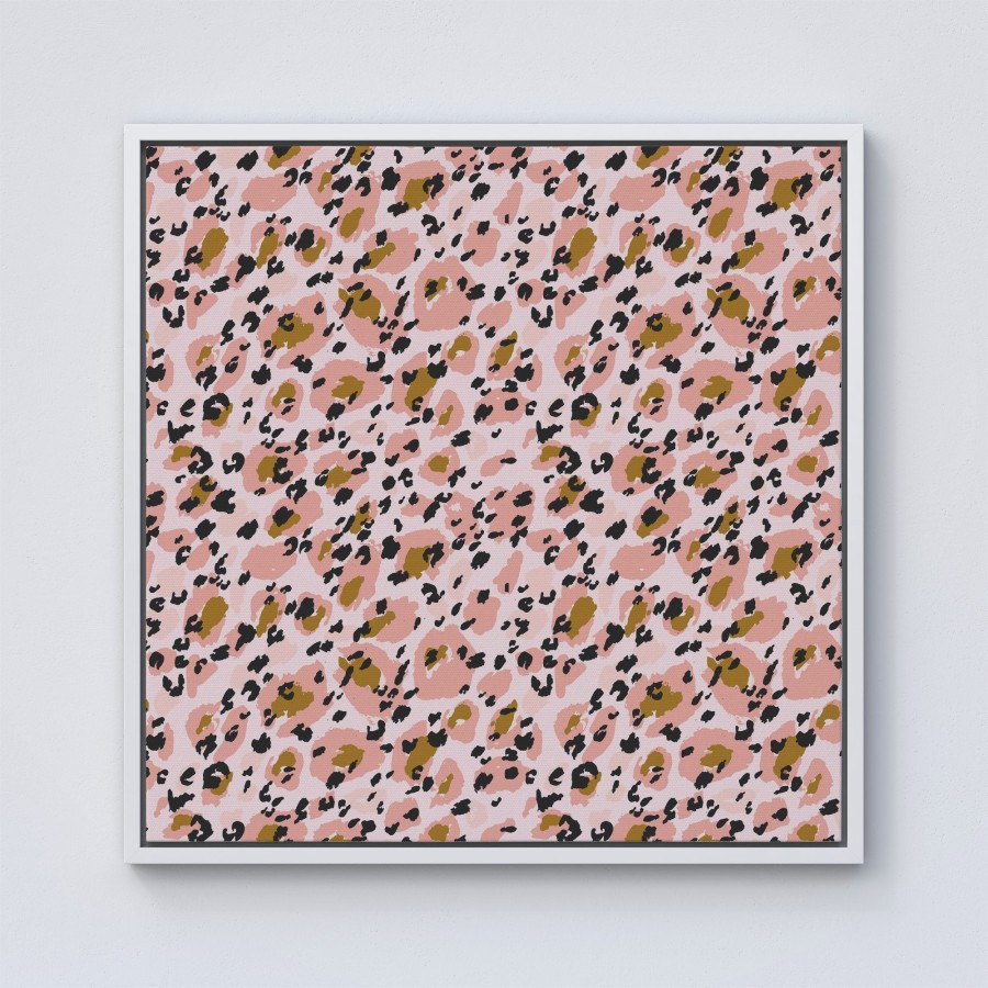Click to view product details and reviews for Hand Drawn Pink Leopard Print Framed Canvas 10 X 10 White.