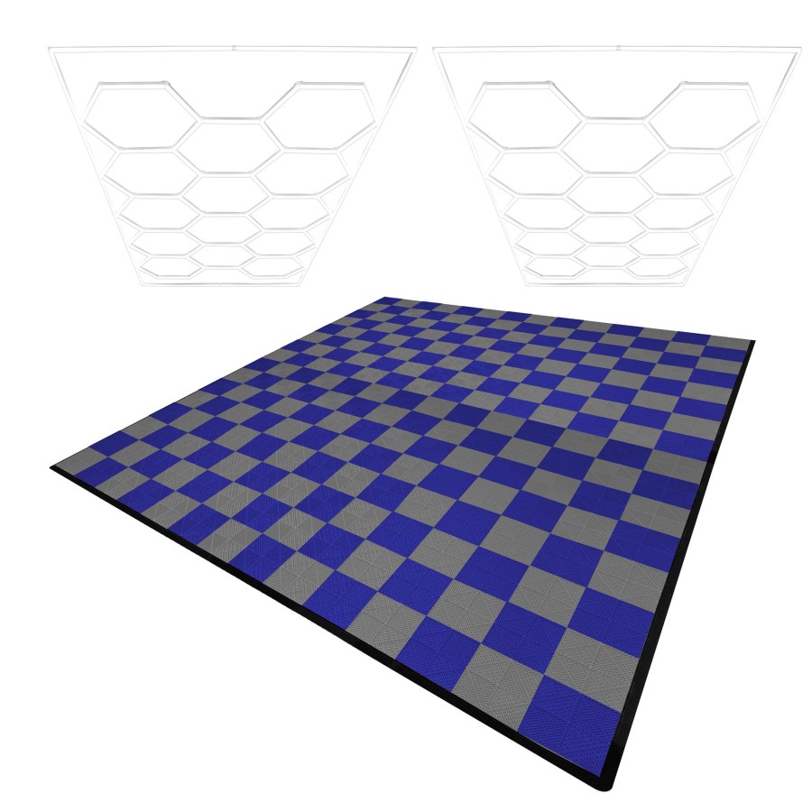 Click to view product details and reviews for Hexagon Led Lights X 2 Vented Garage Floor Tiles With Edges 120 Grey 120 Blue.