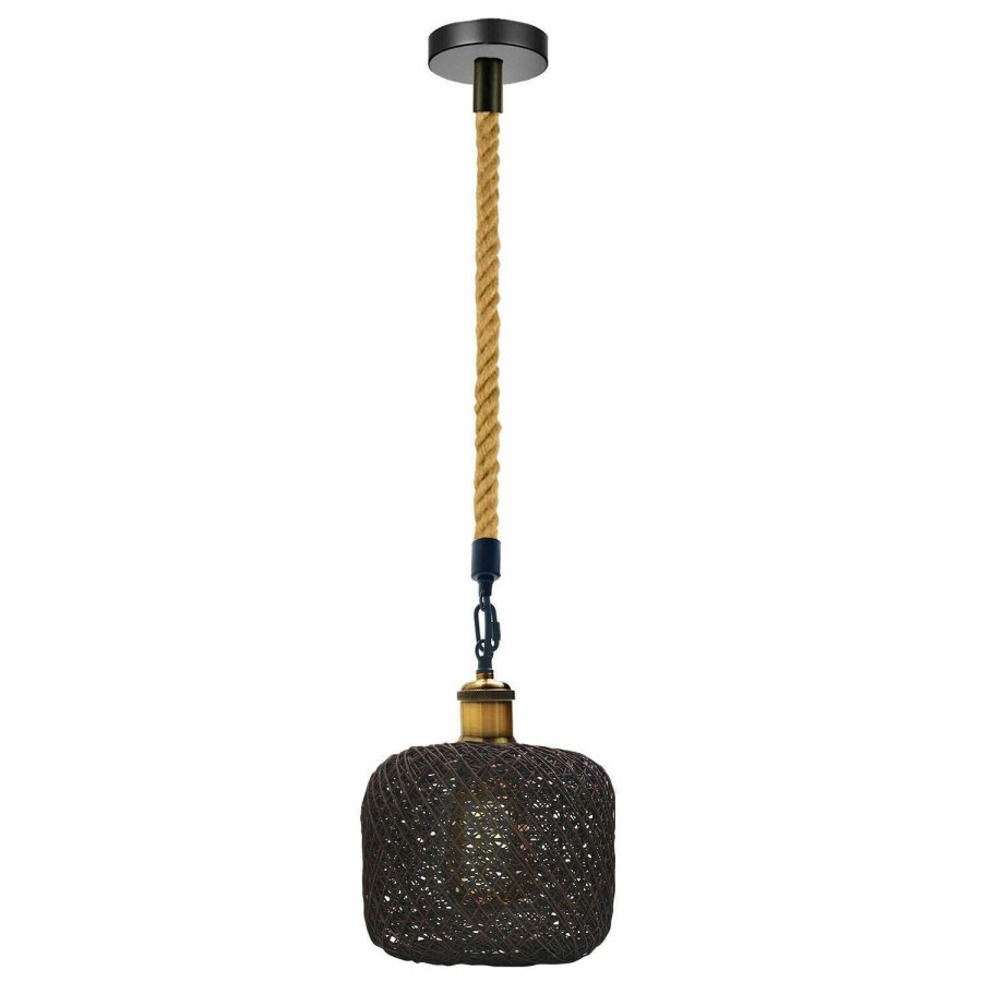 Click to view product details and reviews for Rattan Ceiling Light Lamp Hanging Hemp Rope Pendant Lamp Shade1333 Rope Light With Cage 1.