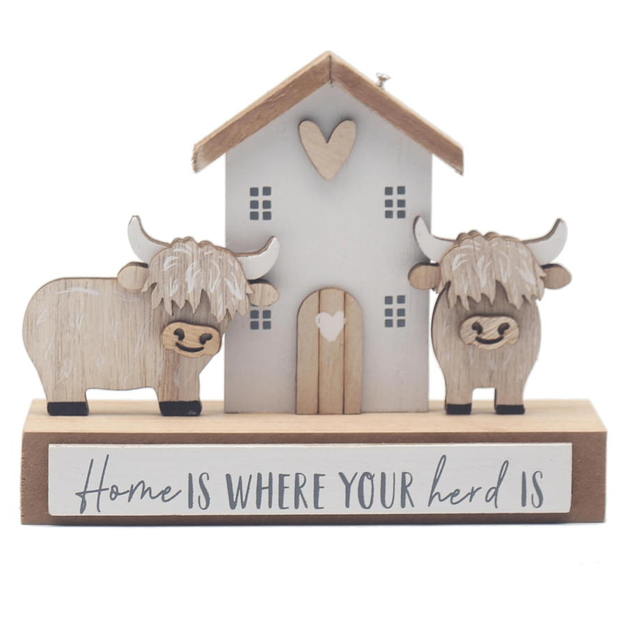 Click to view product details and reviews for Highland Cow Wooden Plaque Home Herd Family Quote Decor Gift 16cm.