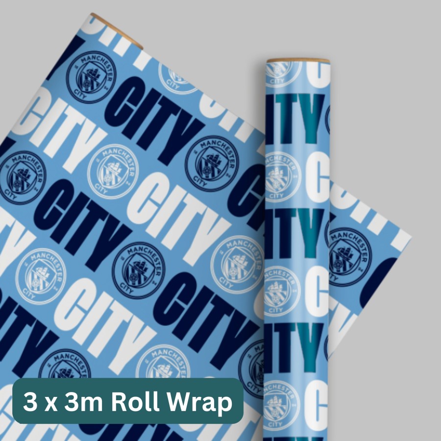 Manchester City FC 3m Roll Wrapping Paper - 3 Pack Bundle