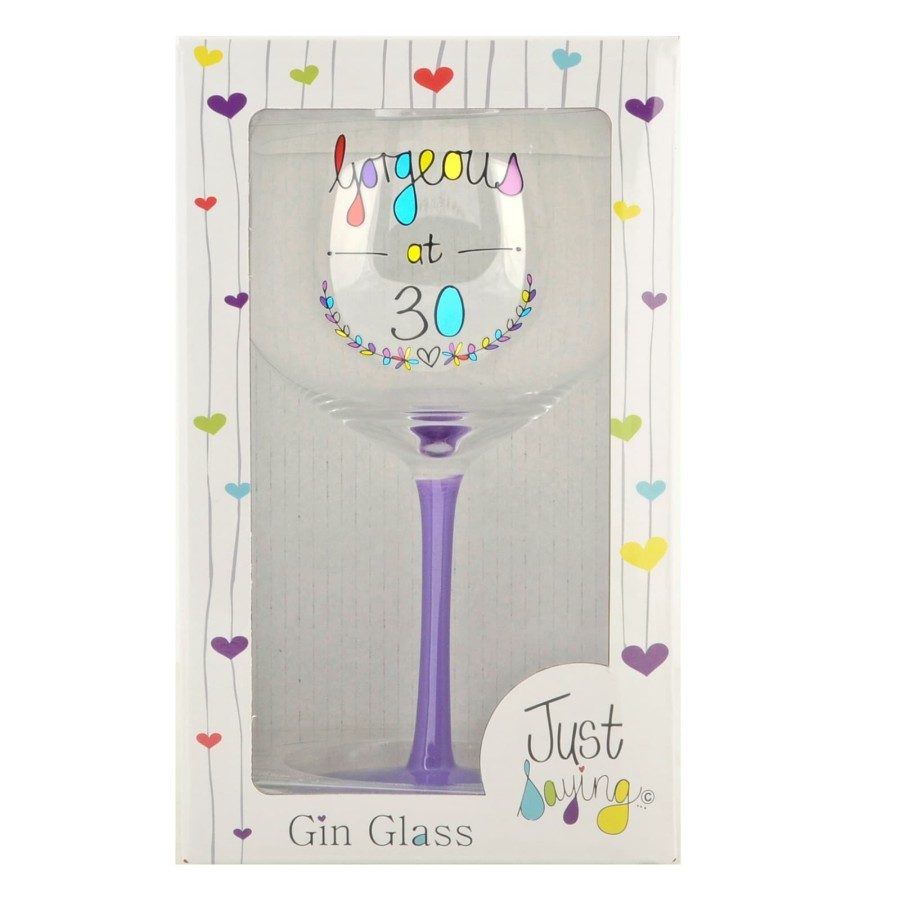 Click to view product details and reviews for Just Saying Gin Glass Milestone Birthday Celebration Message 30th.