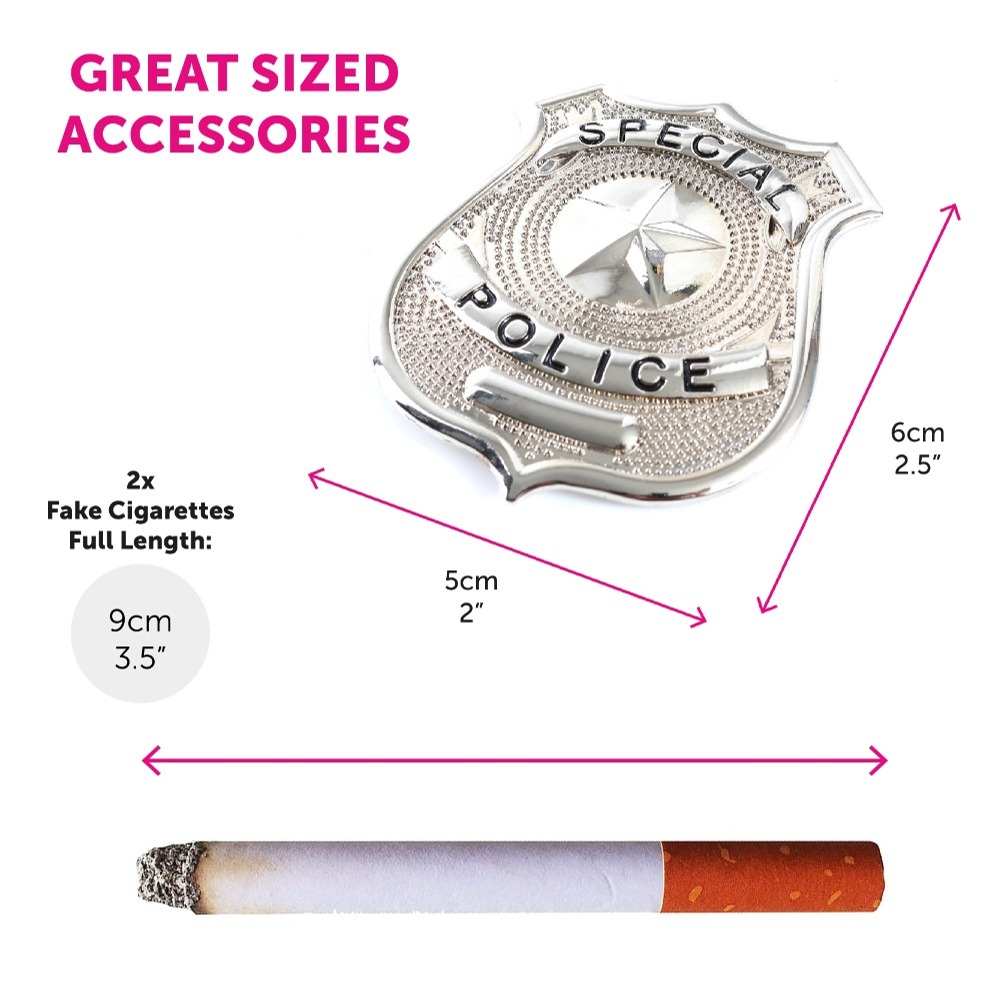 Deluxe 70's Cop Accessories Set with Black Wig