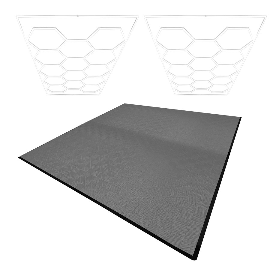 Click to view product details and reviews for Hexagon Led Lights X 2 Vented Garage Floor Tiles X 225 With Edges Grey.