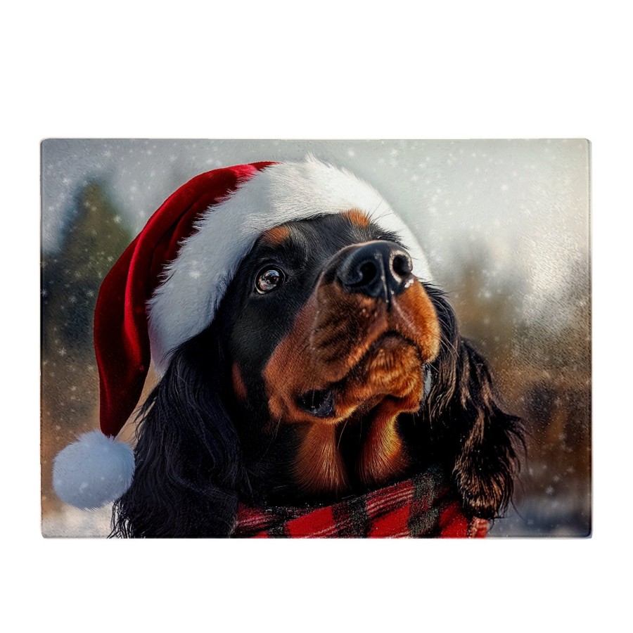 Click to view product details and reviews for Christmas Gordon Setter Glass Chopping Board.