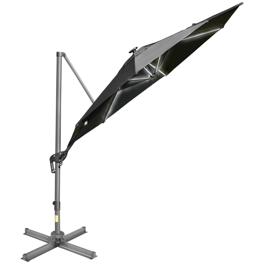 Click to view product details and reviews for Outsunny 3m Solar Led Cantilever Parasol Adjustable Garden Umbrella Dark Grey.