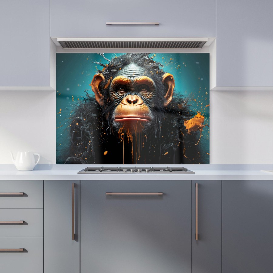 Click to view product details and reviews for Monkey Face Splashart Blue Kitchen Splashback W595mm X H745mm.
