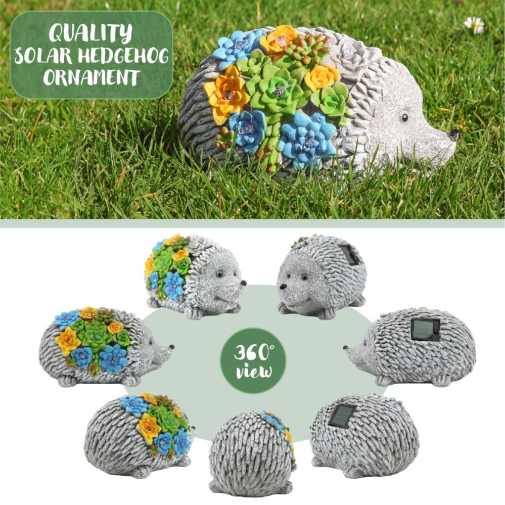 Solar Hedgehog Statue (12x23x12cm)